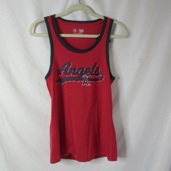 MLB Angels Baseball Tank Top Women Los Angeles Anaheim Red Blue Size Small NWT - Picture 4 of 13
